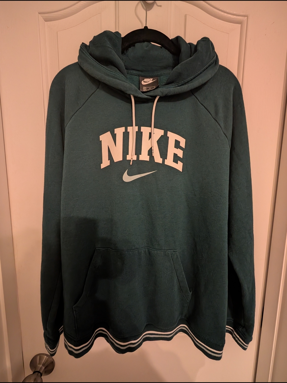 Nike Dark Teal Pullover Hoodie with White Logo